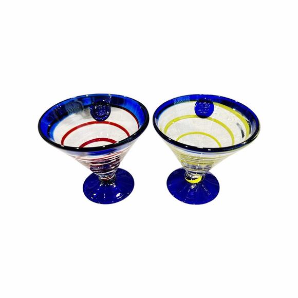 Kosta Boda Set of 2 Hand Blown Martini Cocktail Glasses Royal Caribbean - Picture 2 of 9